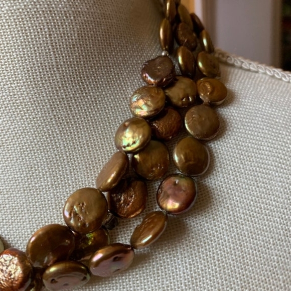 Elegant & Chic!Silpada Gold and Brown Multi-Strand Necklace with Lustrous Pearls - Picture 5 of 5